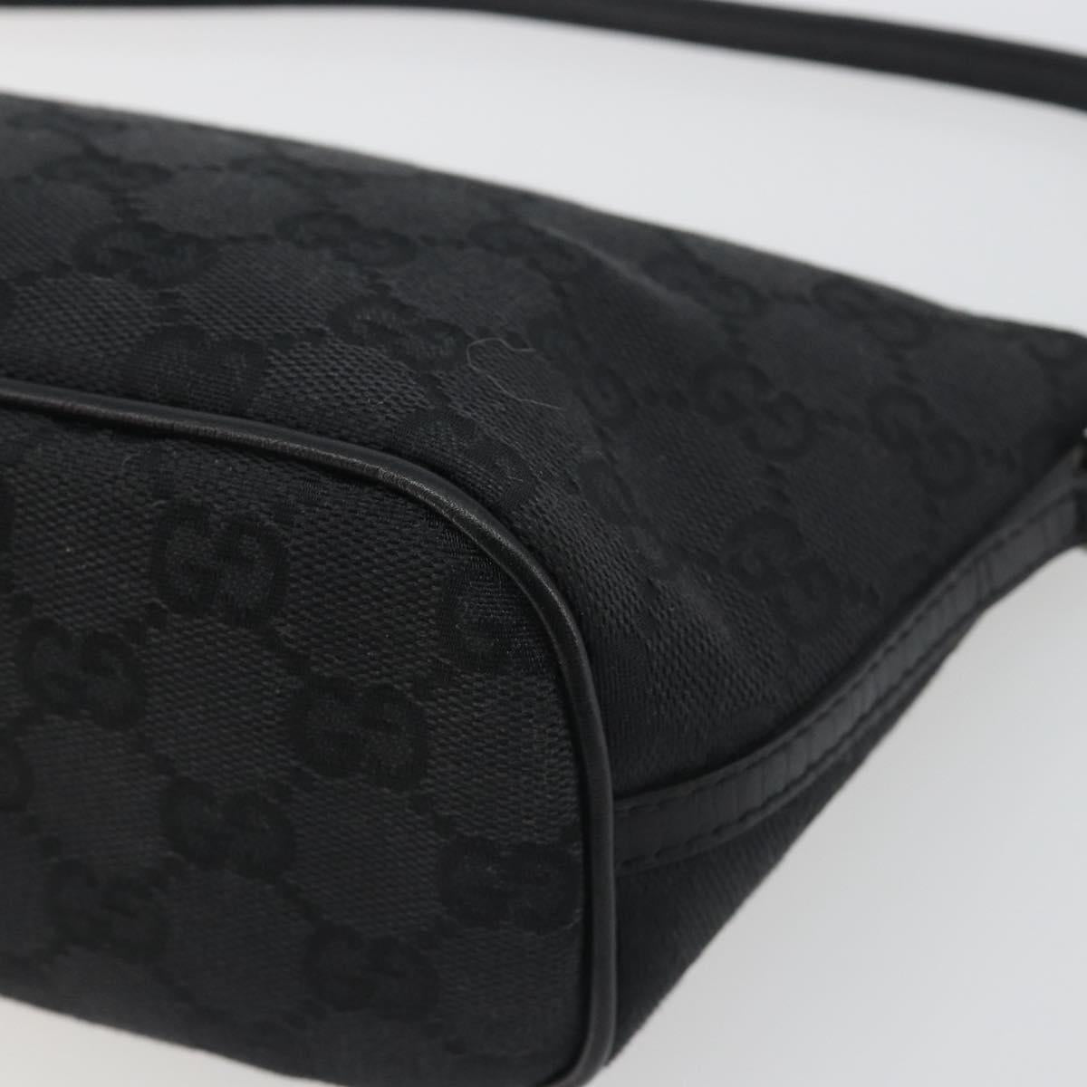 GUCCI GG Canvas Accessory Pouch Black Silver 07198 Auth 192624A