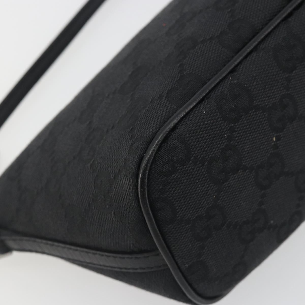 GUCCI GG Canvas Accessory Pouch Black Silver 07198 Auth 192624A