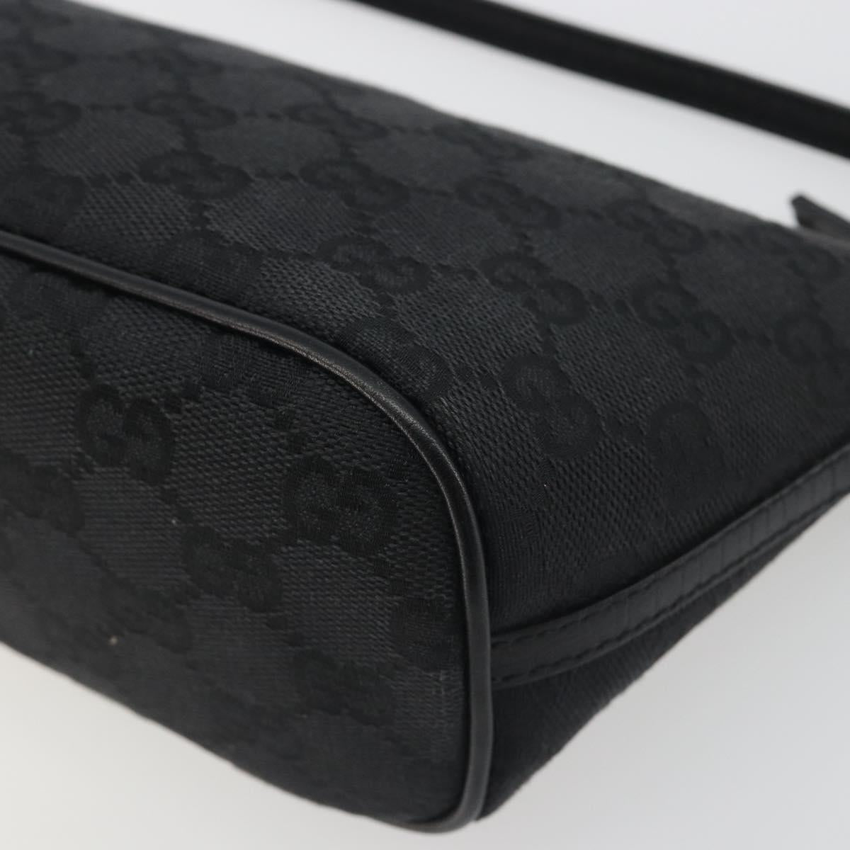 GUCCI GG Canvas Accessory Pouch Black Silver 07198 Auth 192624A