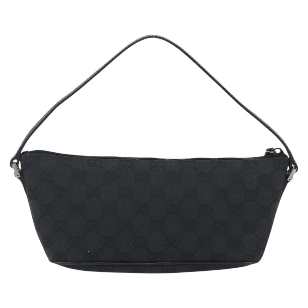 GUCCI GG Canvas Accessory Pouch Black Silver 07198 Auth 192624A