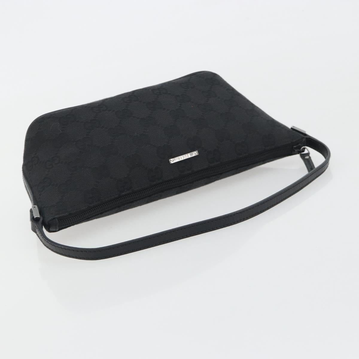 GUCCI GG Canvas Accessory Pouch Black Silver 07198 Auth 192624A