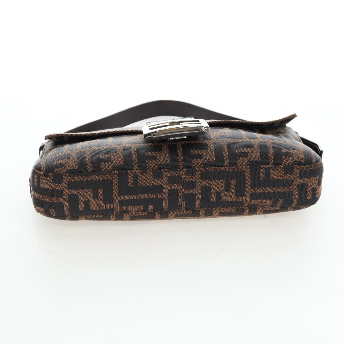 FENDI Zucca Canvas Mamma Baguette Shoulder Bag Brown Black Auth 192625SAM