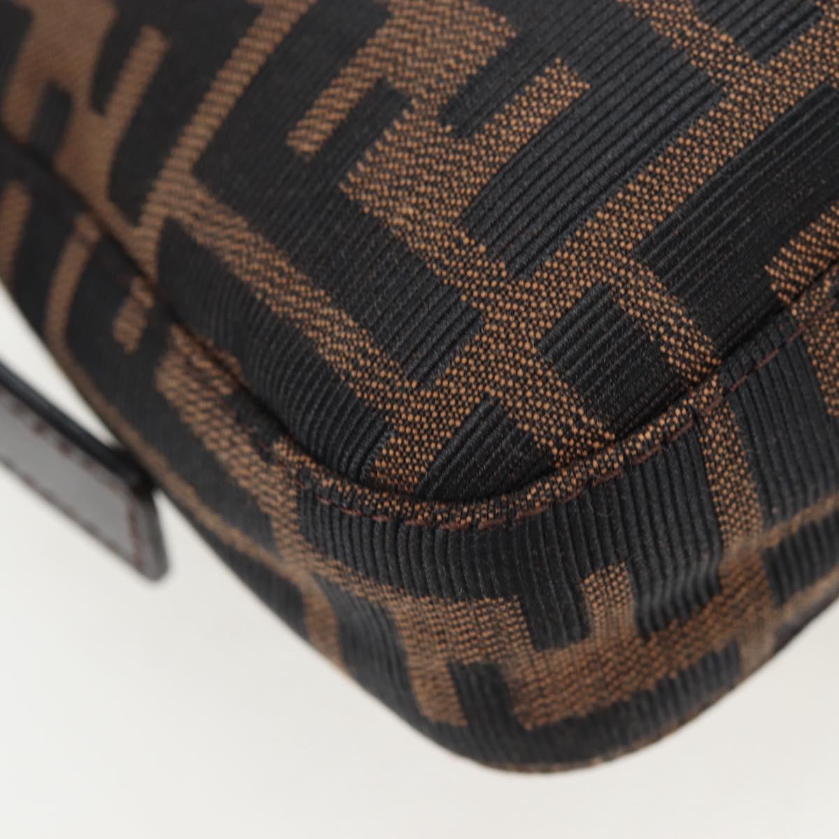 FENDI Zucca Canvas Mamma Baguette Shoulder Bag Brown Black Auth 192625SAM