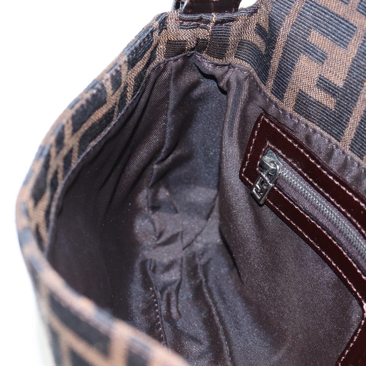 FENDI Zucca Canvas Mamma Baguette Shoulder Bag Brown Black Auth 192625SAM