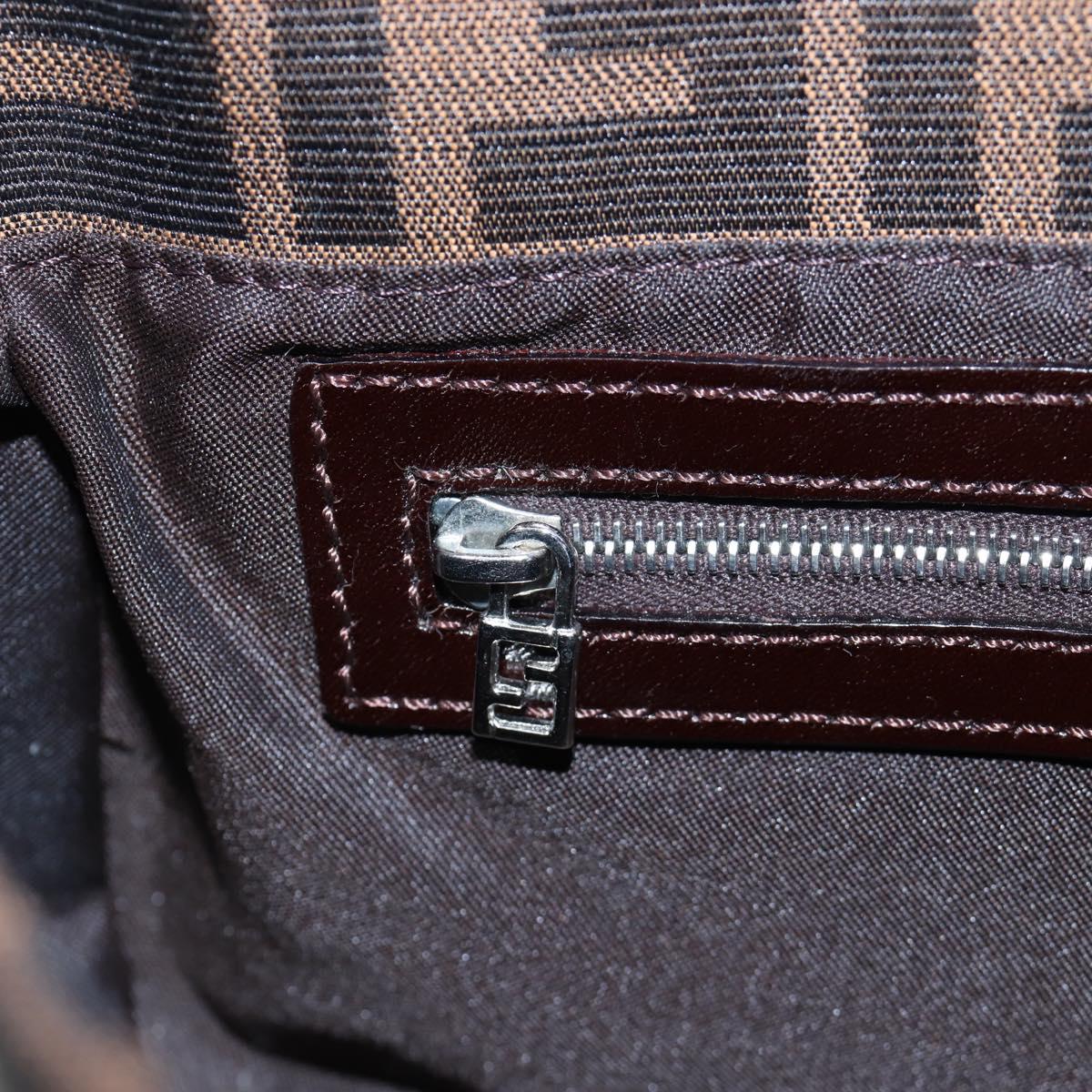 FENDI Zucca Canvas Mamma Baguette Shoulder Bag Brown Black Auth 192625SAM