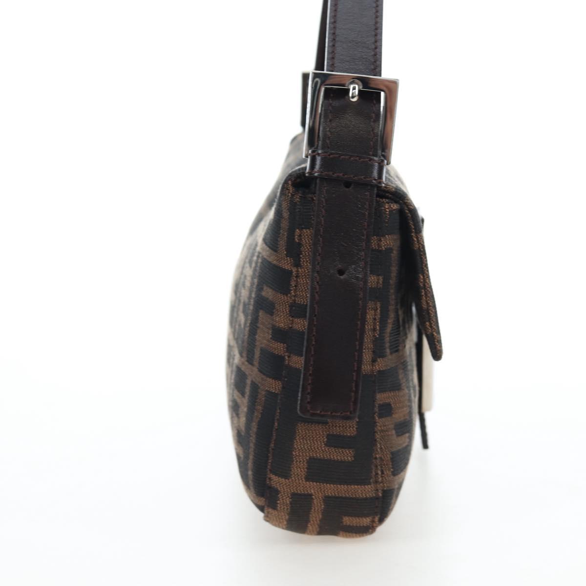 FENDI Zucca Canvas Mamma Baguette Shoulder Bag Brown Black Auth 192625SAM