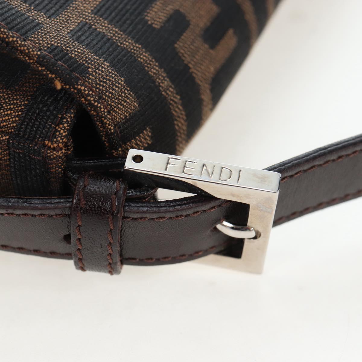 FENDI Zucca Canvas Mamma Baguette Shoulder Bag Brown Black Auth 192625SAM