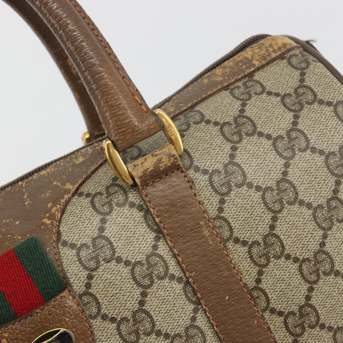 GUCCI GG Supreme Web Sherry Line Hand Bag PVC Beige Gold 98 02 007 Auth 192627