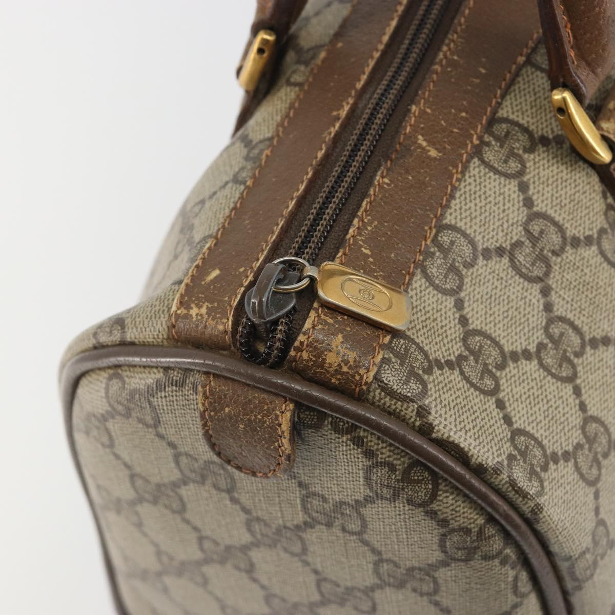 GUCCI GG Supreme Web Sherry Line Hand Bag PVC Beige Gold 98 02 007 Auth 192627