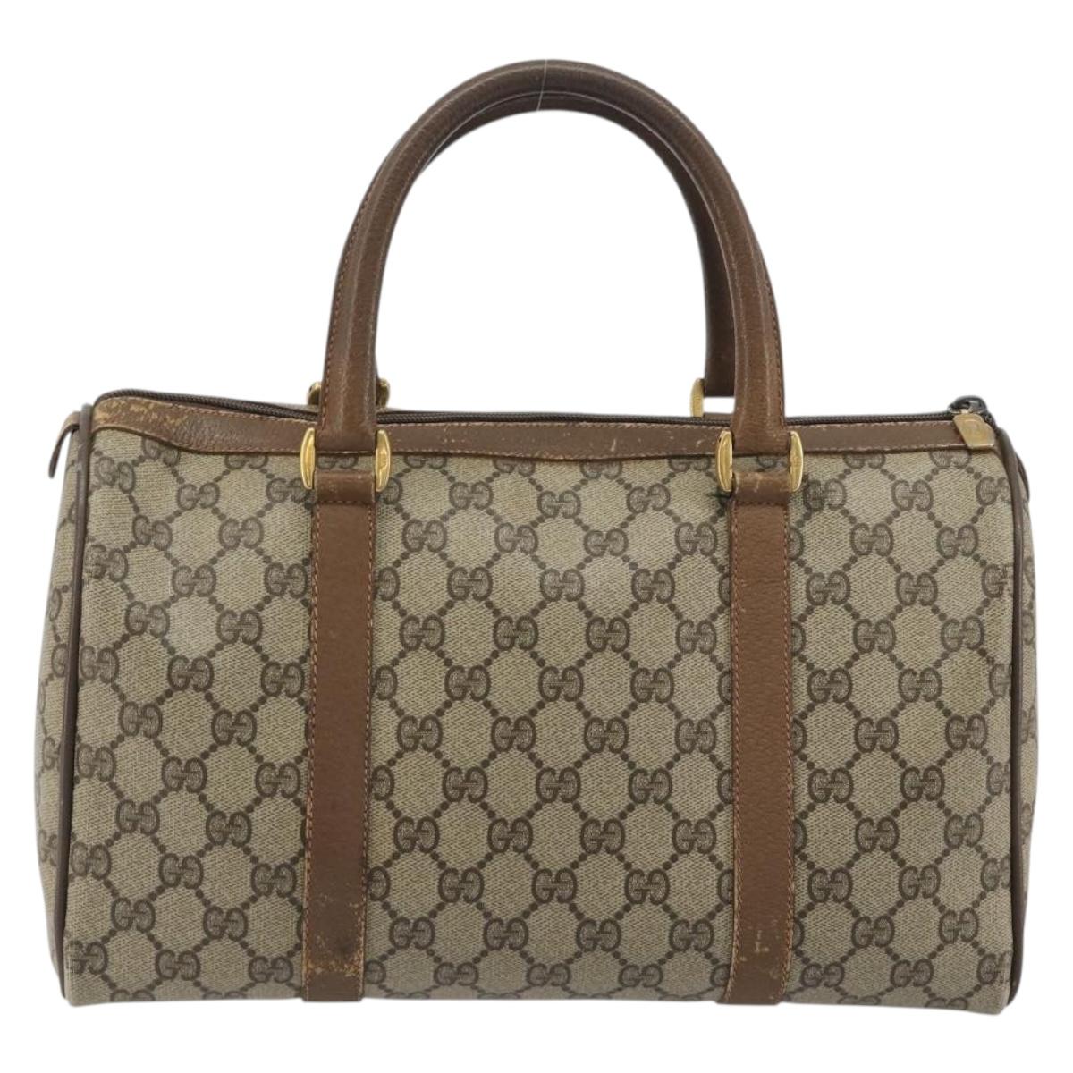 GUCCI GG Supreme Web Sherry Line Hand Bag PVC Beige Gold 98 02 007 Auth 192627