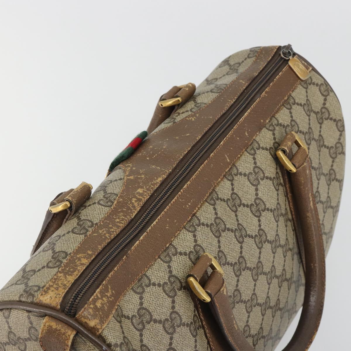 GUCCI GG Supreme Web Sherry Line Hand Bag PVC Beige Gold 98 02 007 Auth 192627