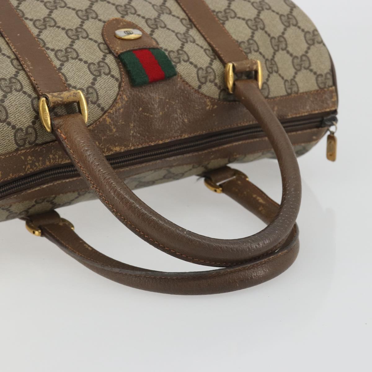 GUCCI GG Supreme Web Sherry Line Hand Bag PVC Beige Gold 98 02 007 Auth 192627