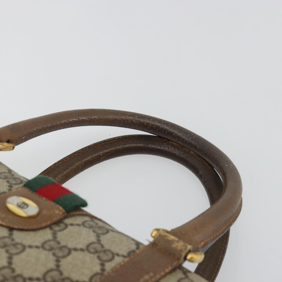 GUCCI GG Supreme Web Sherry Line Hand Bag PVC Beige Gold 98 02 007 Auth 192627
