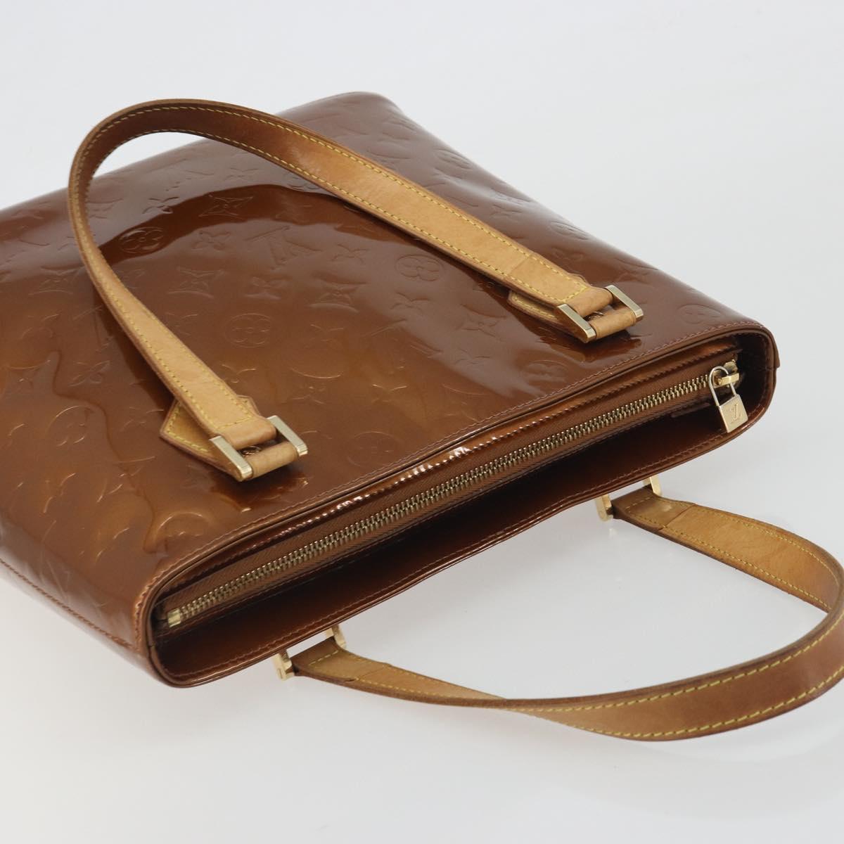 LOUIS VUITTON Monogram Vernis Houston Hand Bag Bronze M91122 LV Auth 192628