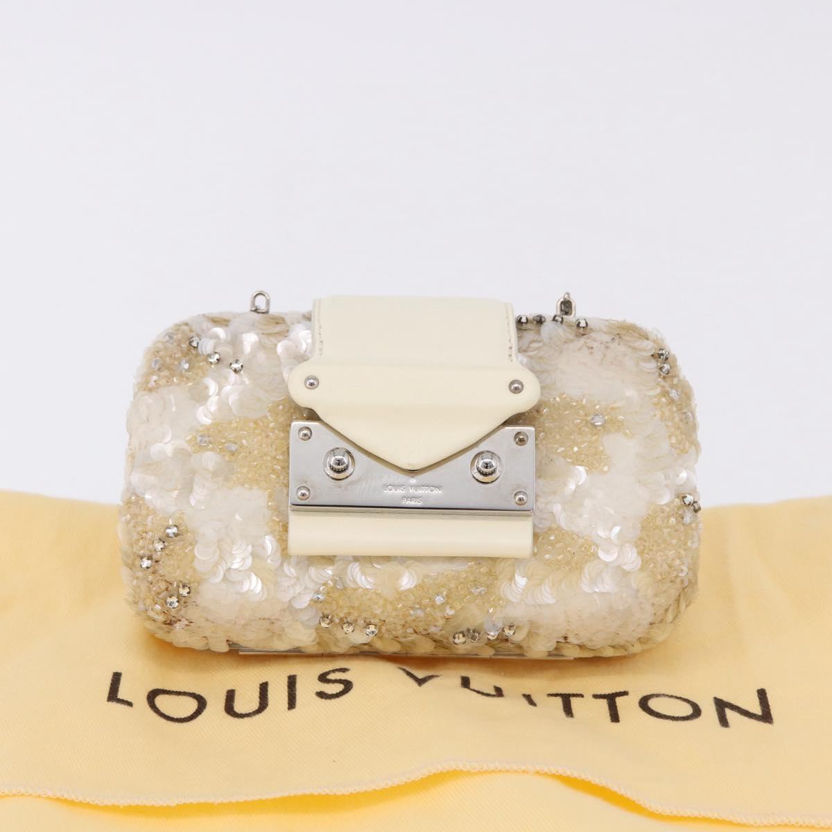 LOUIS VUITTON Minodiere Petit Tresor Bag Sequin White Silver LV Auth 192631SAM