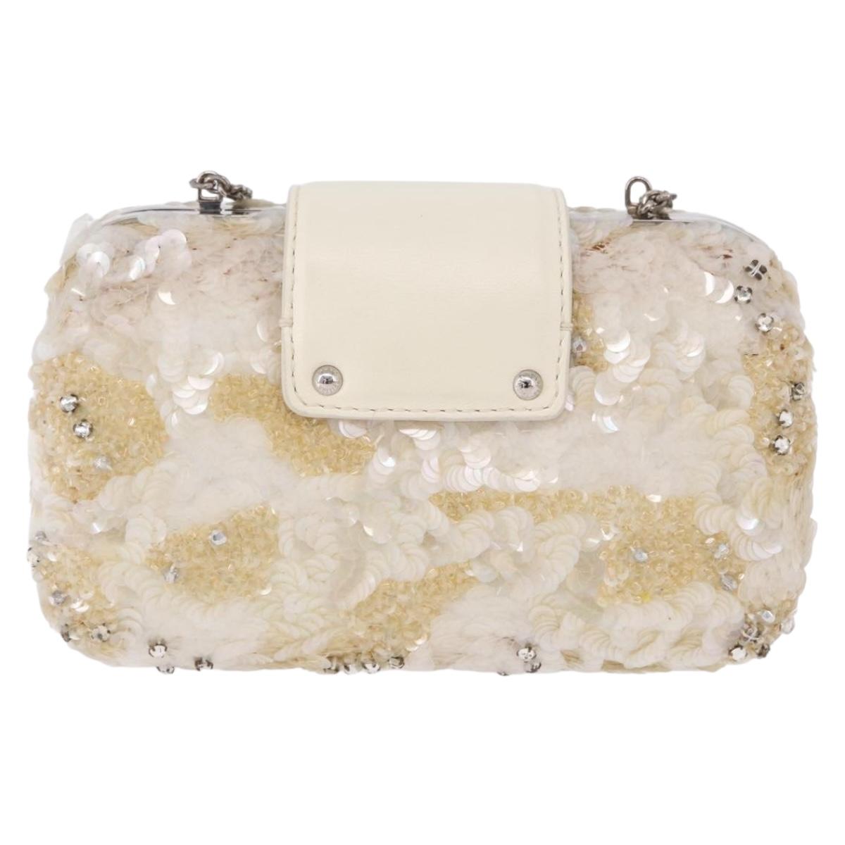 LOUIS VUITTON Minodiere Petit Tresor Bag Sequin White Silver LV Auth 192631SAM