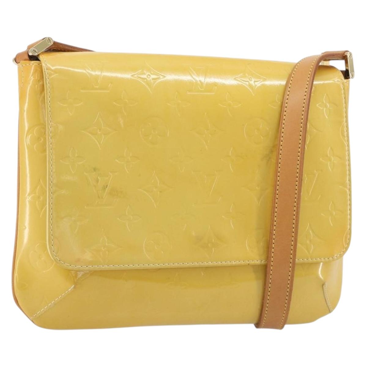 LOUIS VUITTON Monogram Vernis Thompson Street Bag Lime Yellow M91071 Auth 192632