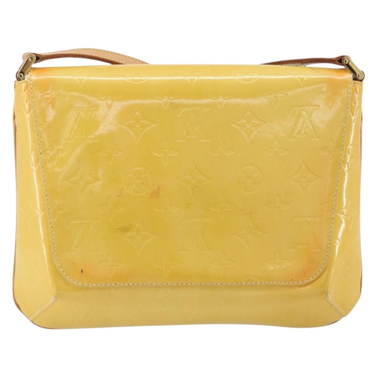 LOUIS VUITTON Monogram Vernis Thompson Street Bag Lime Yellow M91071 Auth 192632