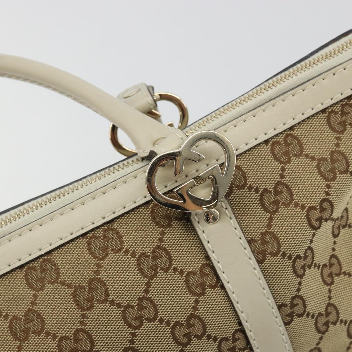 GUCCI GG Canvas Lovely Heart Hand Bag Beige Gold 257069 Auth 192634A