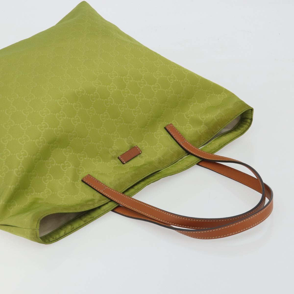 GUCCI GG Canvas Guccissima Tote Bag Nylon Green 295252 Auth 192643