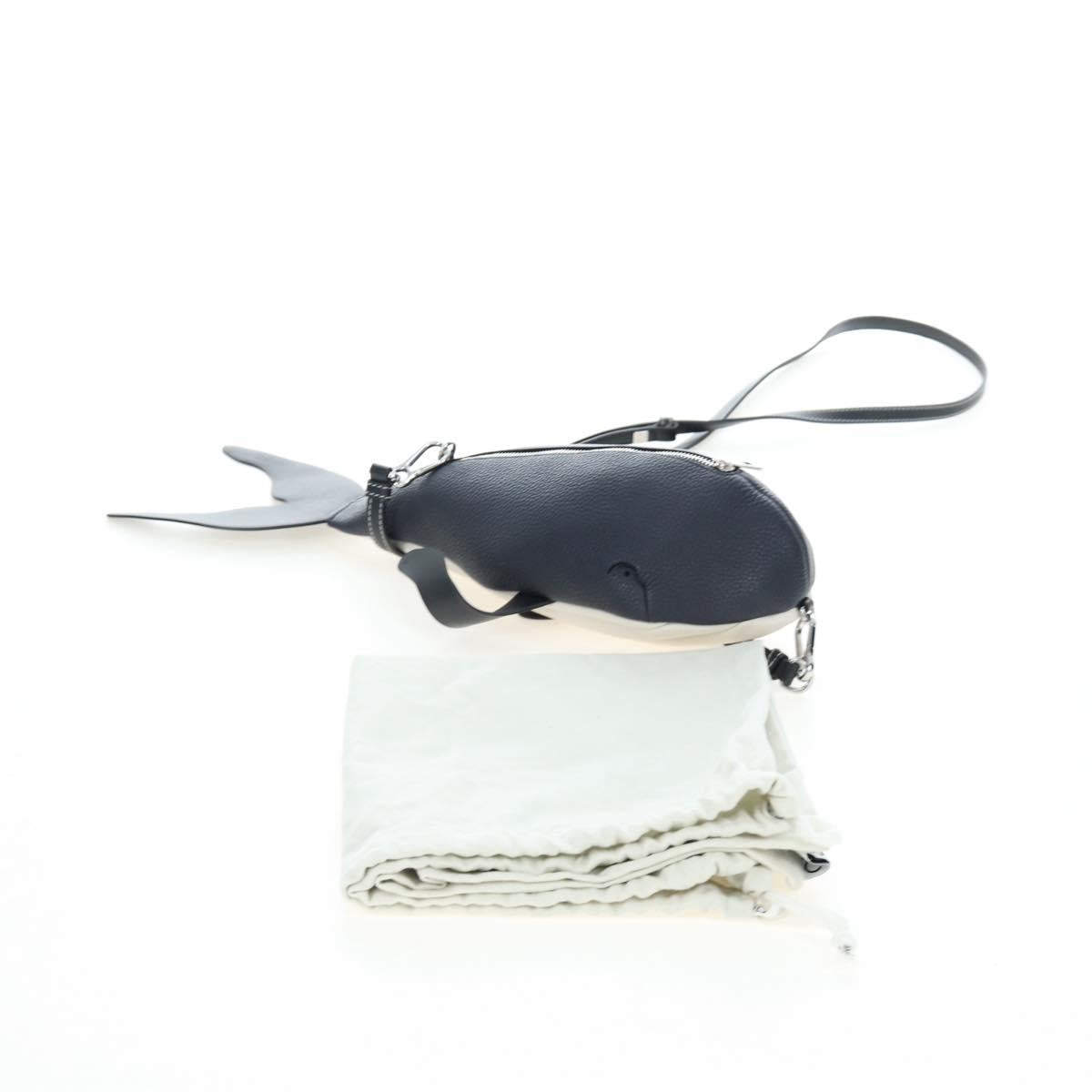 LOEWE Bag Leather Suna Fujita Collaboration Whale Navy Silver Auth 192644M
