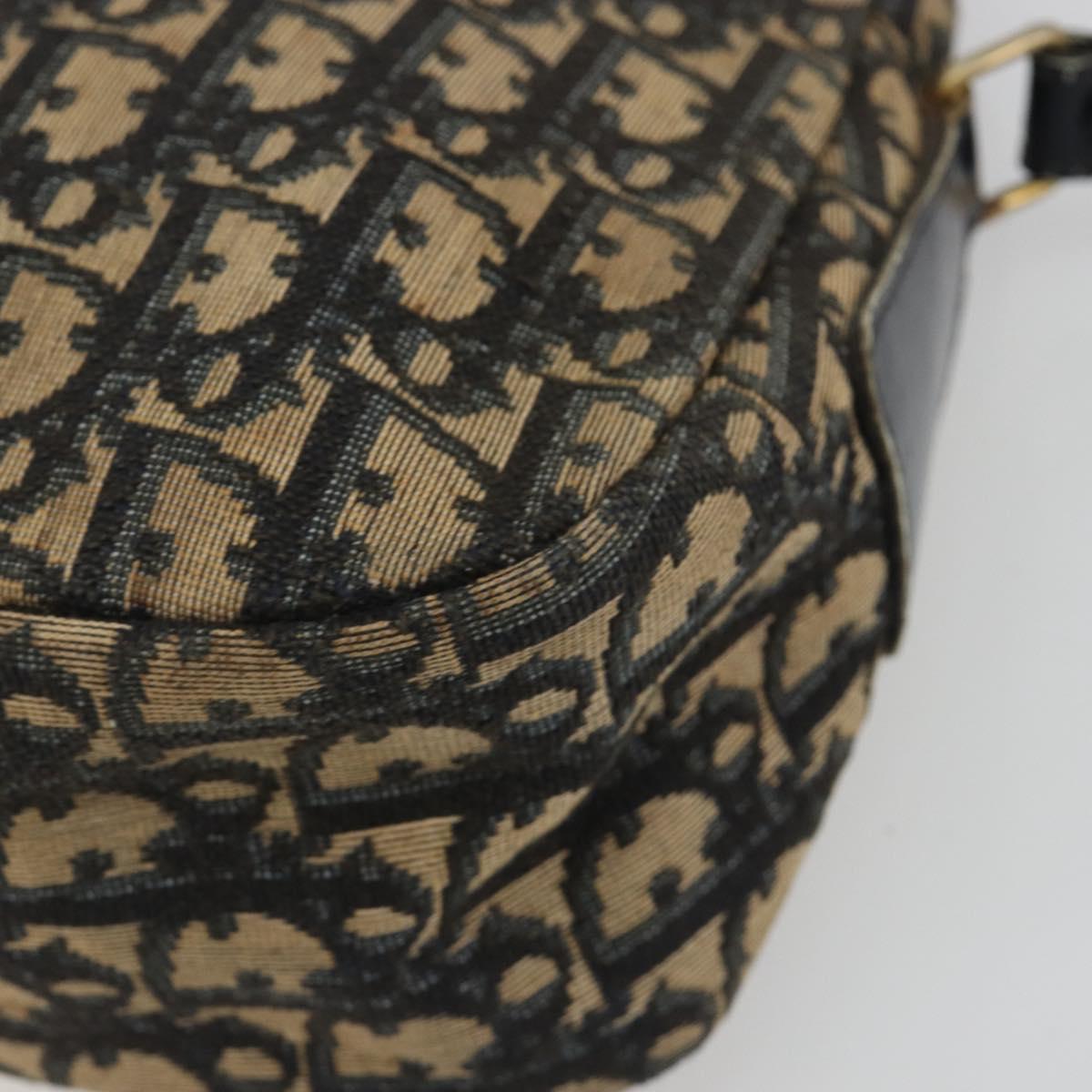 Christian Dior Trotter Canvas Shoulder Bag Navy Gold Auth 192650