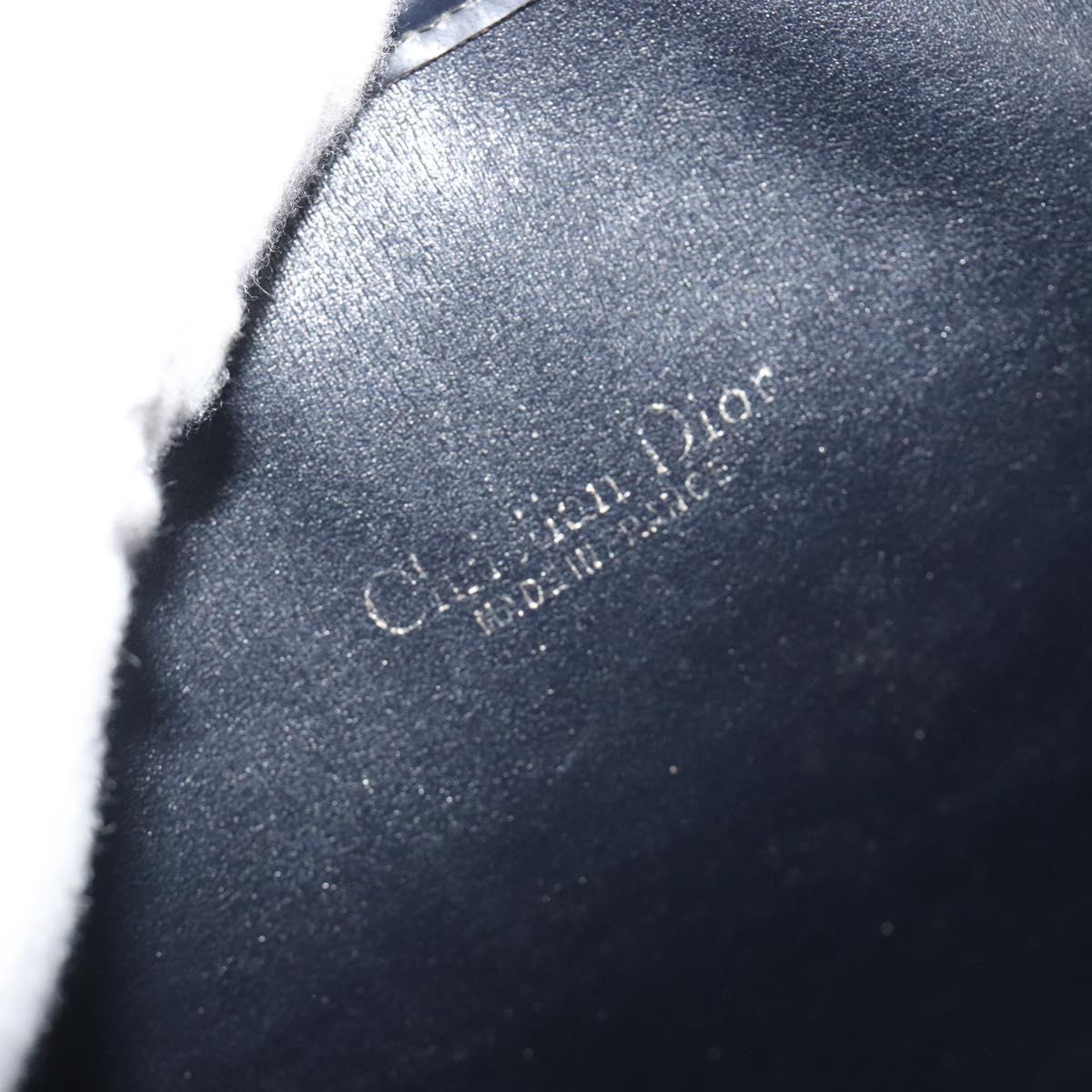 Christian Dior Trotter Canvas Shoulder Bag Navy Gold Auth 192650