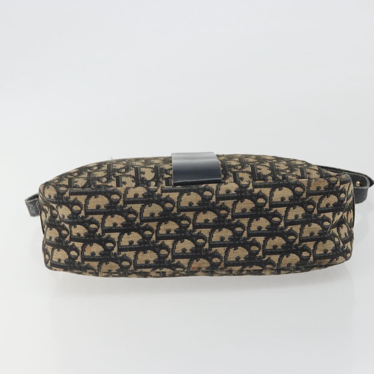 Christian Dior Trotter Canvas Shoulder Bag Navy Gold Auth 192650