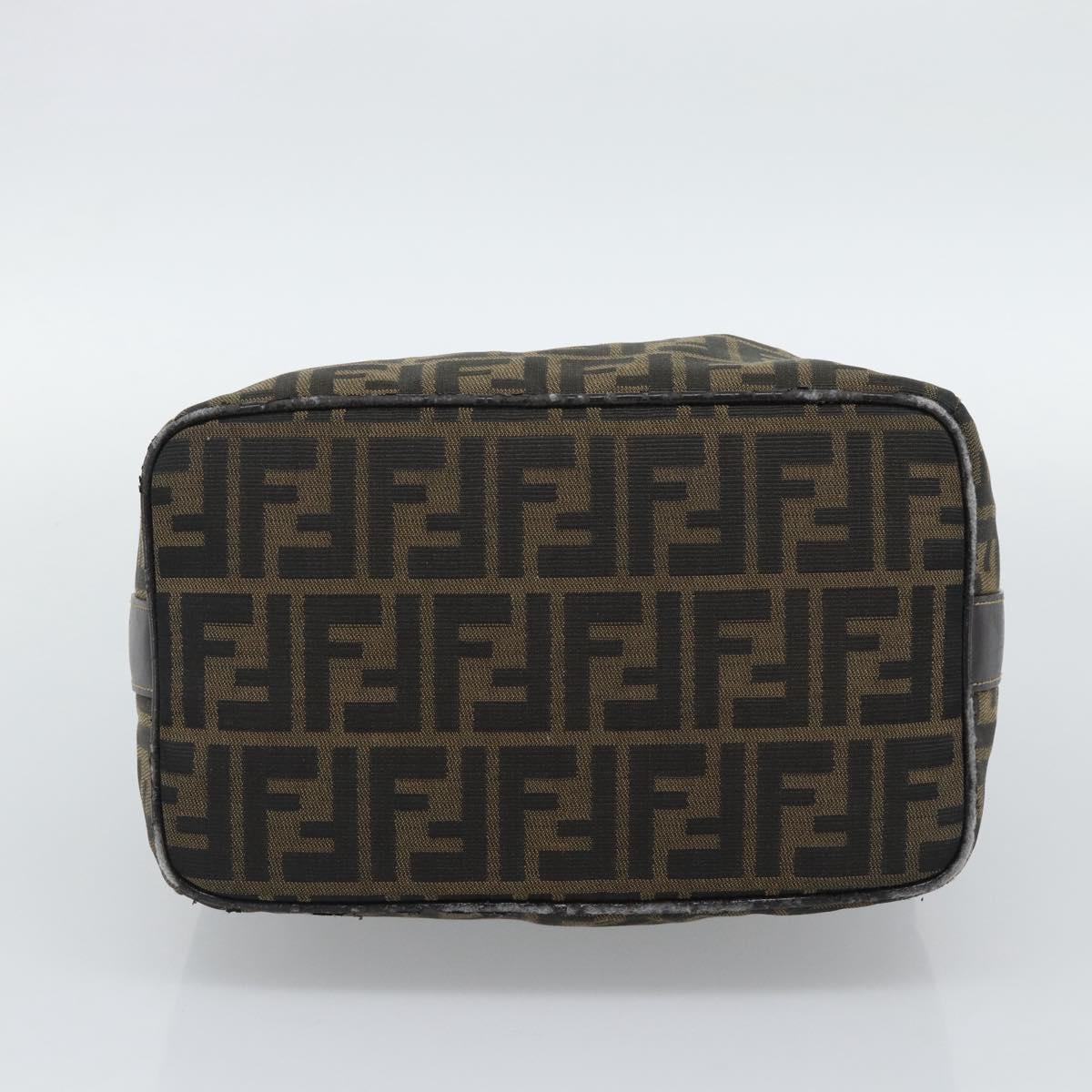 FENDI Zucca Canvas Vanity Hand Bag Black Brown Auth 192654