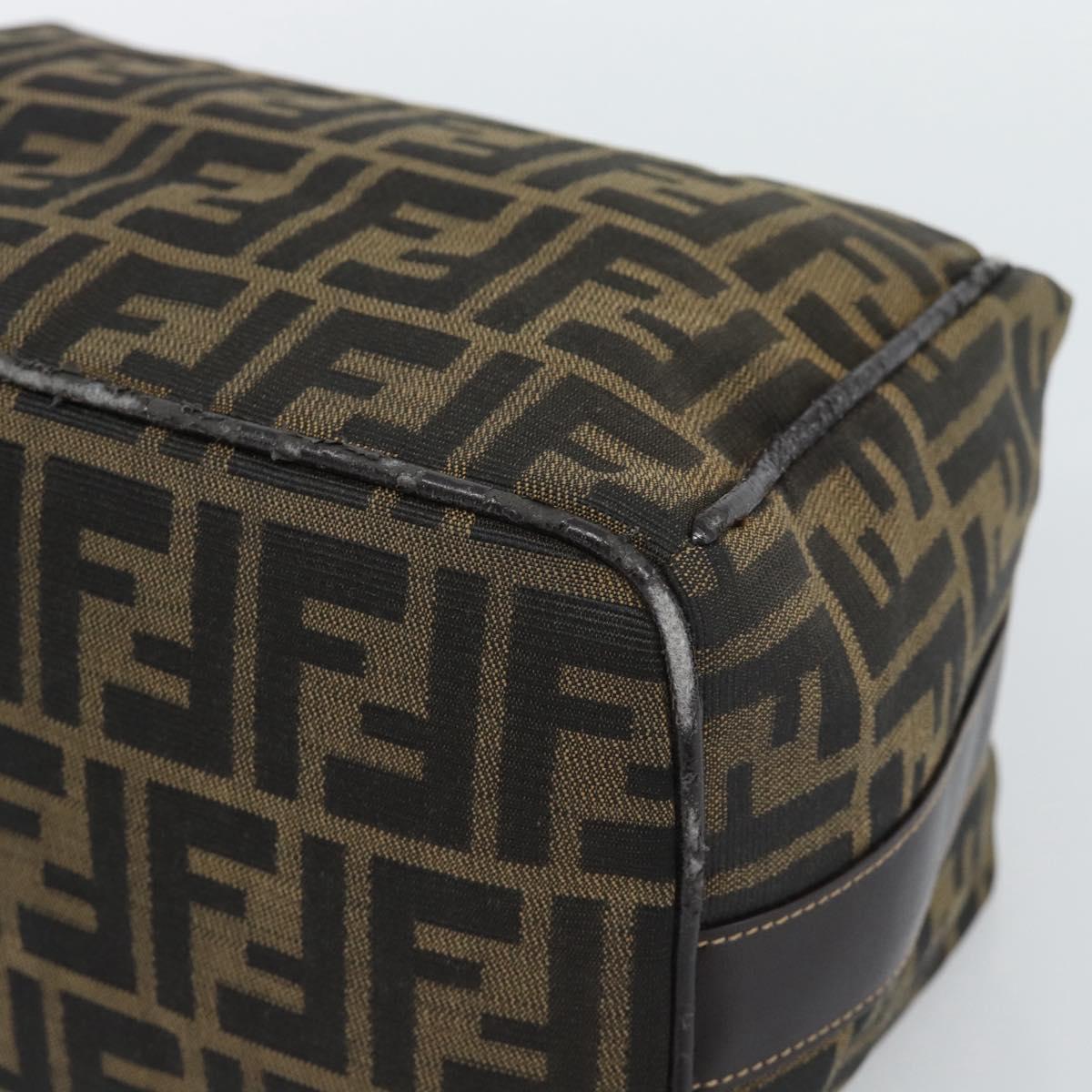 FENDI Zucca Canvas Vanity Hand Bag Black Brown Auth 192654