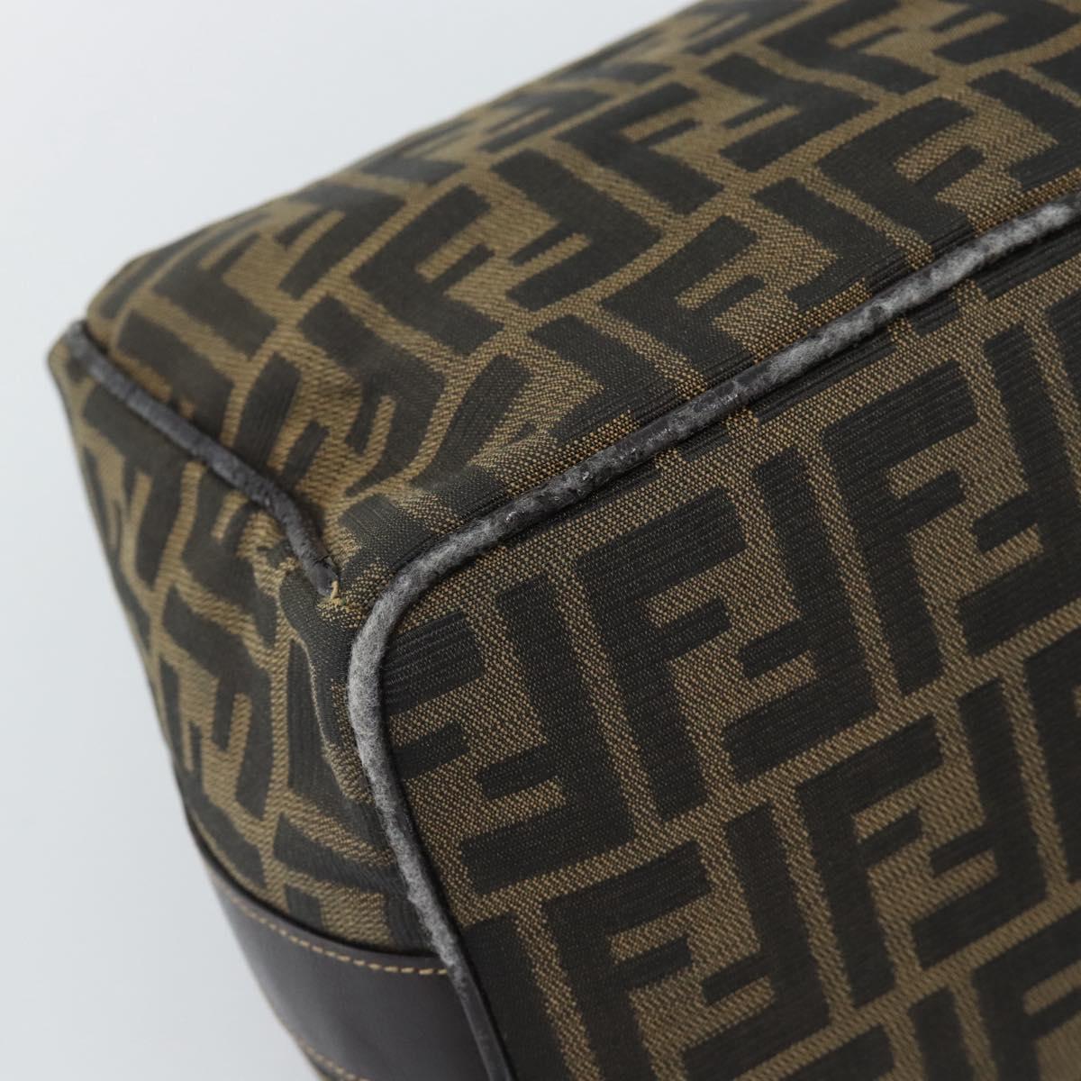 FENDI Zucca Canvas Vanity Hand Bag Black Brown Auth 192654