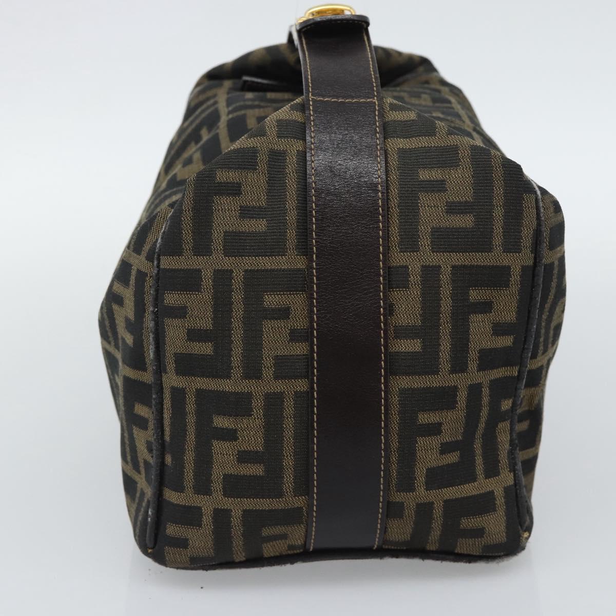 FENDI Zucca Canvas Vanity Hand Bag Black Brown Auth 192654