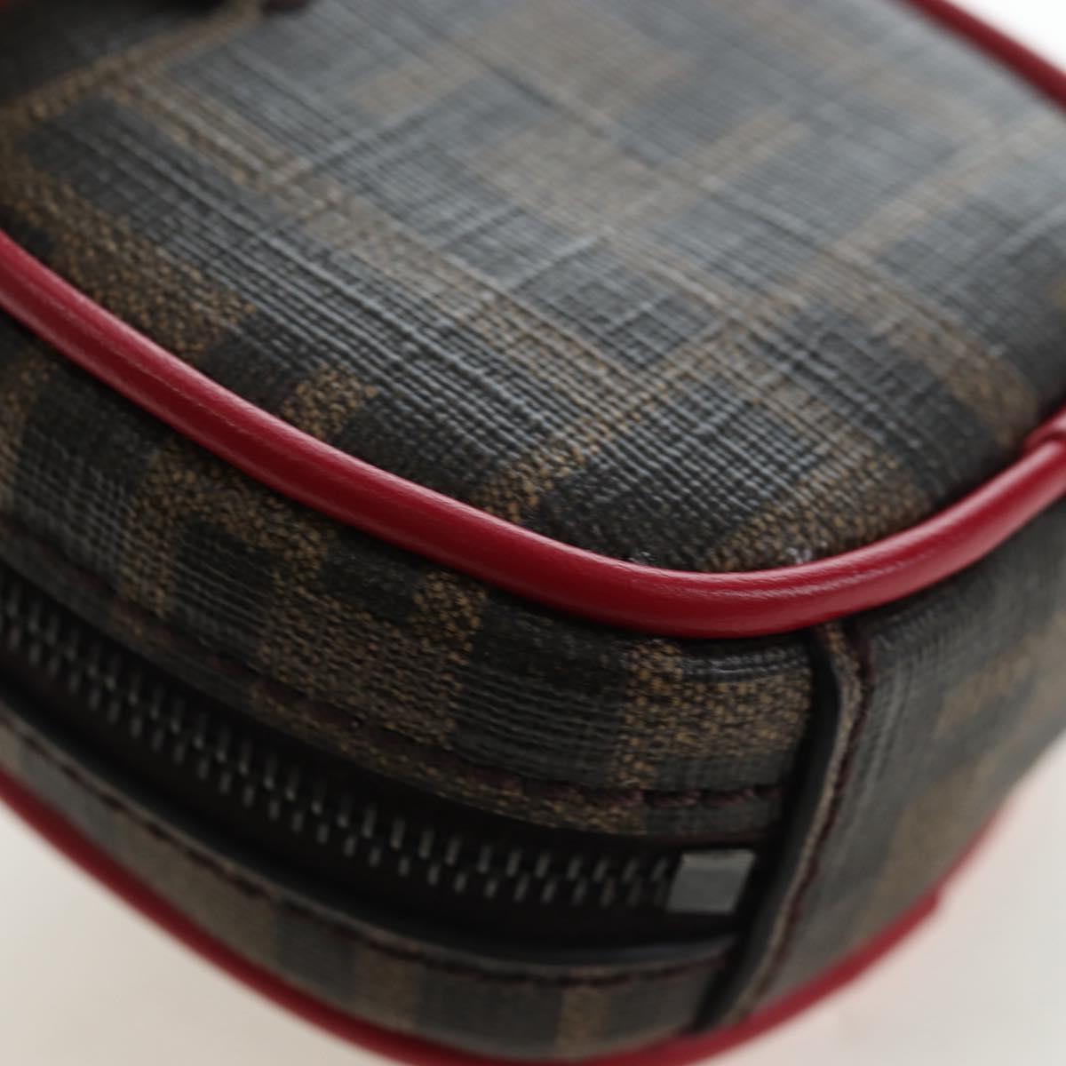 FENDI Zucca Canvas Pouch Brown Black Auth 192655M