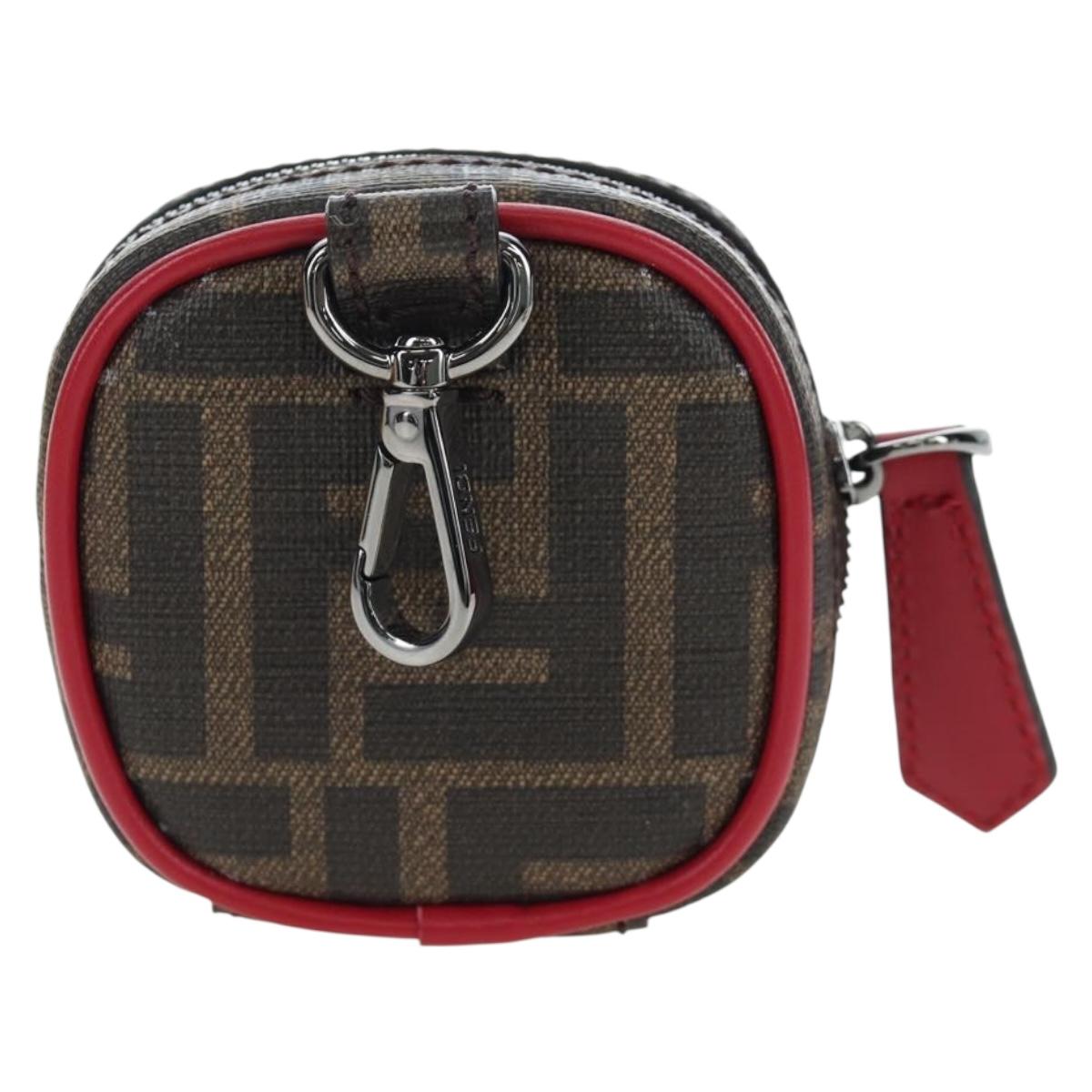 FENDI Zucca Canvas Pouch Brown Black Auth 192655M