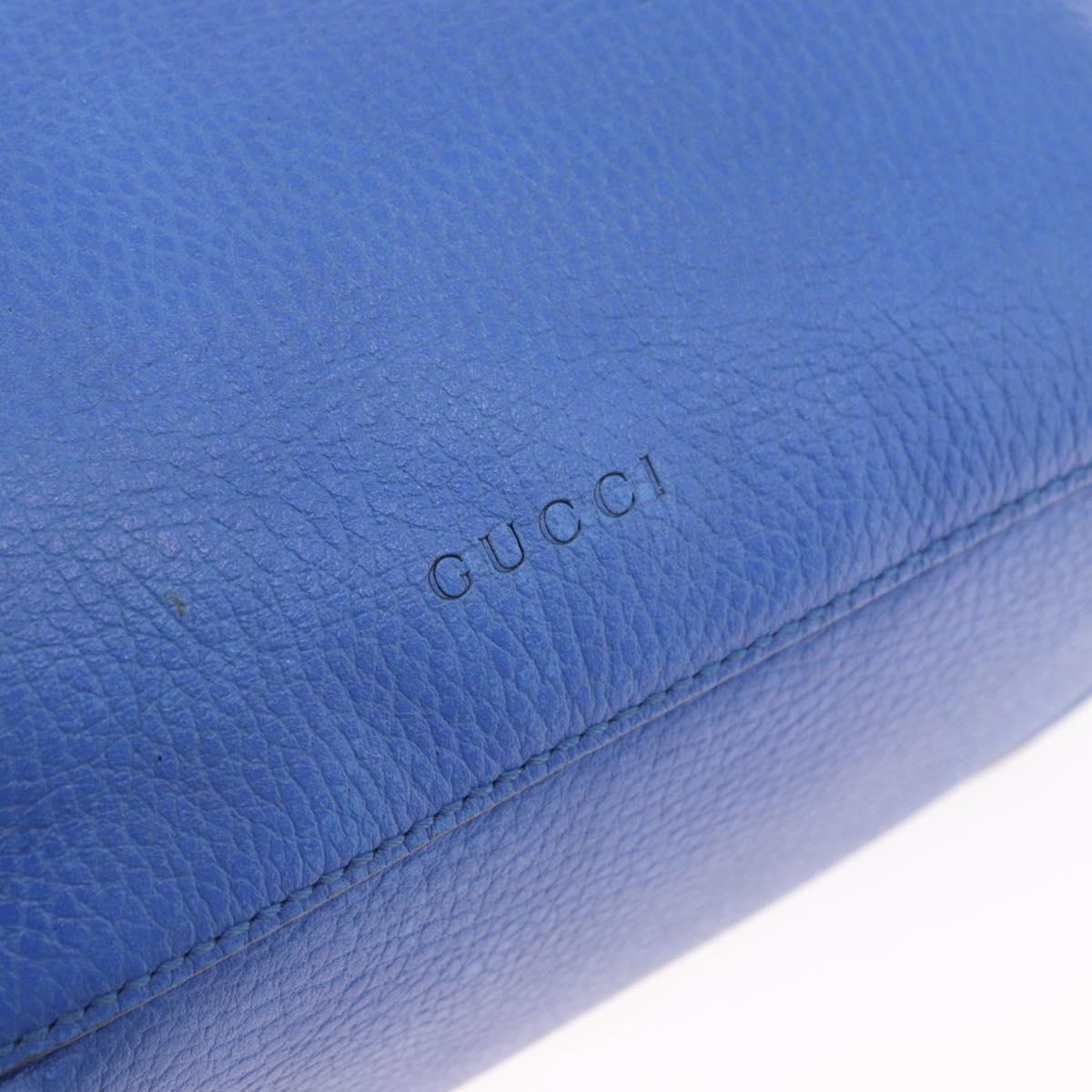 GUCCI Tiger Pattern Hand Bag Leather 2way Blue Gold 453565 Auth 192658A