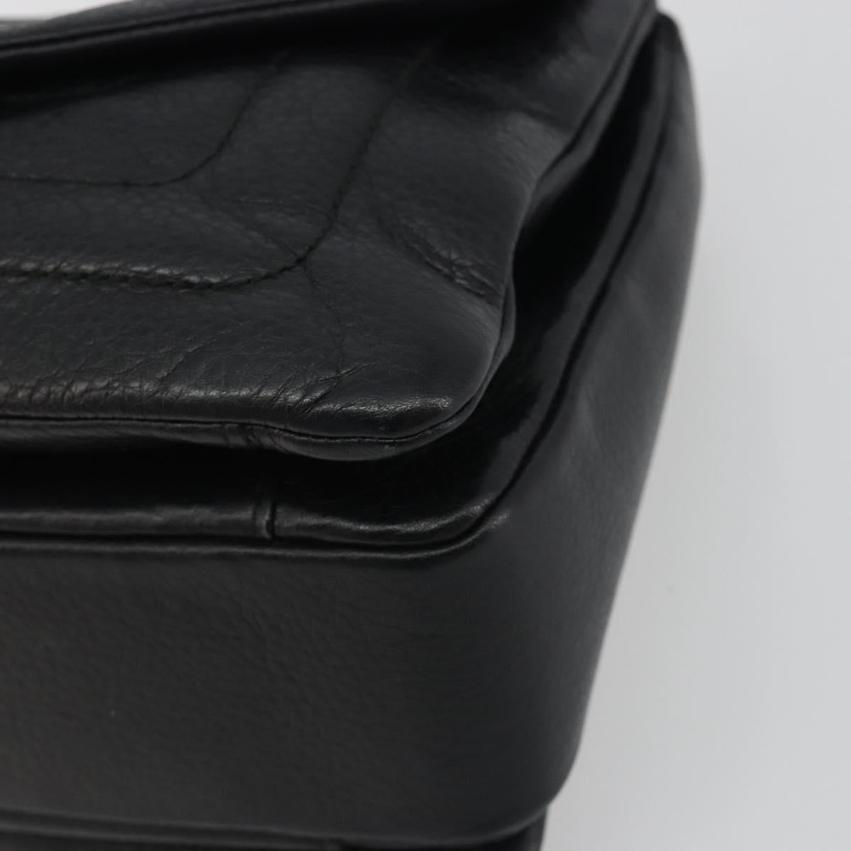 BALLY Chain Shoulder Bag Leather Black Gold Auth 192659A