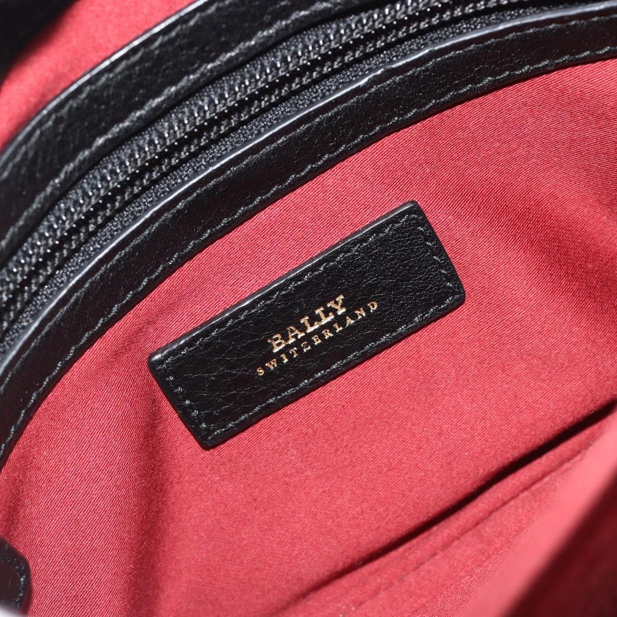 BALLY Chain Shoulder Bag Leather Black Gold Auth 192659A