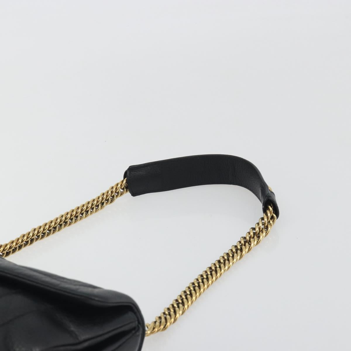 BALLY Chain Shoulder Bag Leather Black Gold Auth 192659A
