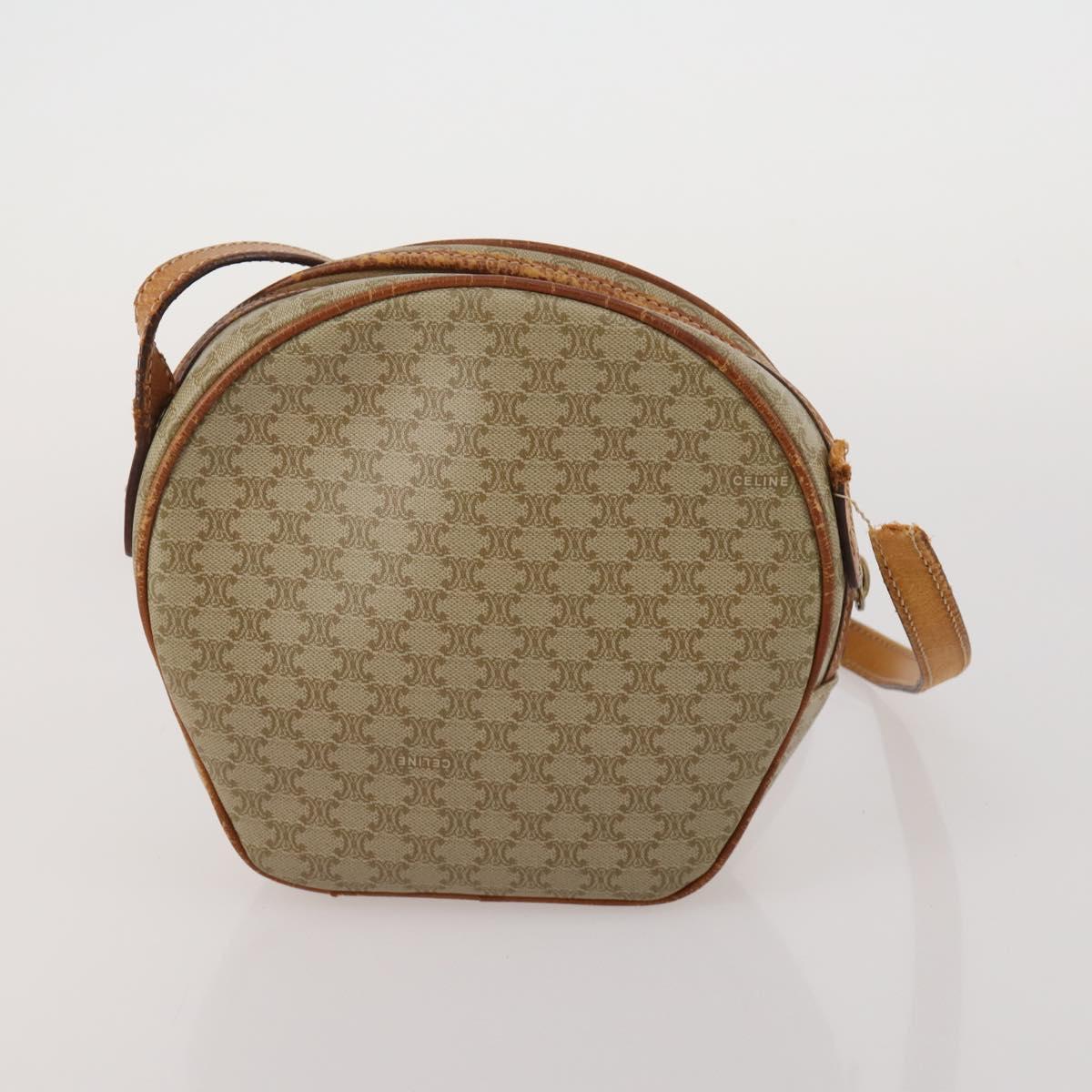 CELINE Macadam Canvas Shoulder Bag PVC Leather 2 Set Beige Auth 192660