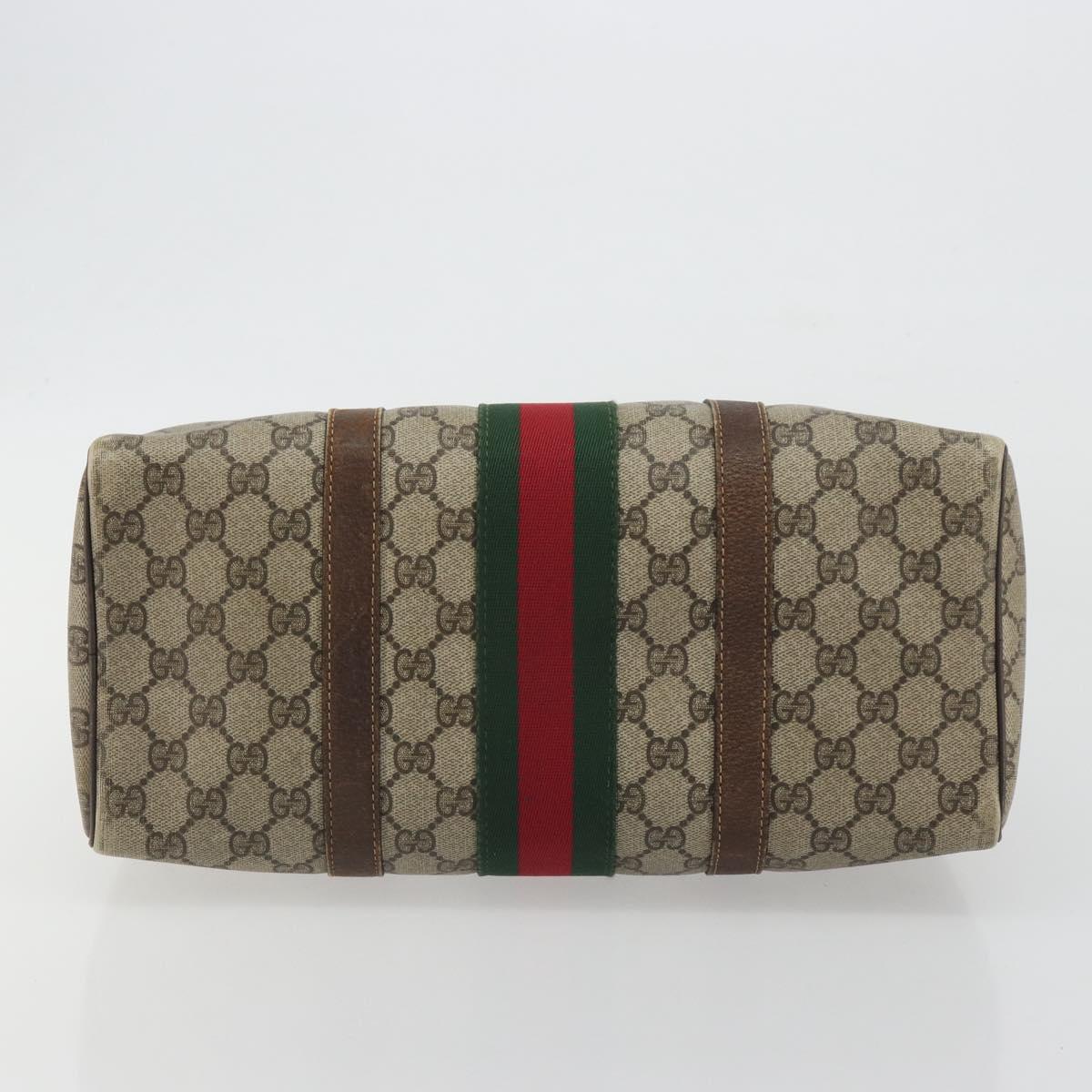 GUCCI GG Supreme Web Sherry Line Bag PVC Beige Gold 24 012 3842 Auth 192661