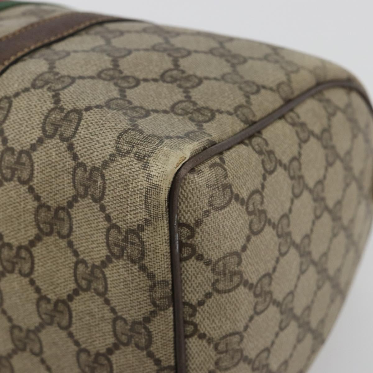 GUCCI GG Supreme Web Sherry Line Bag PVC Beige Gold 24 012 3842 Auth 192661