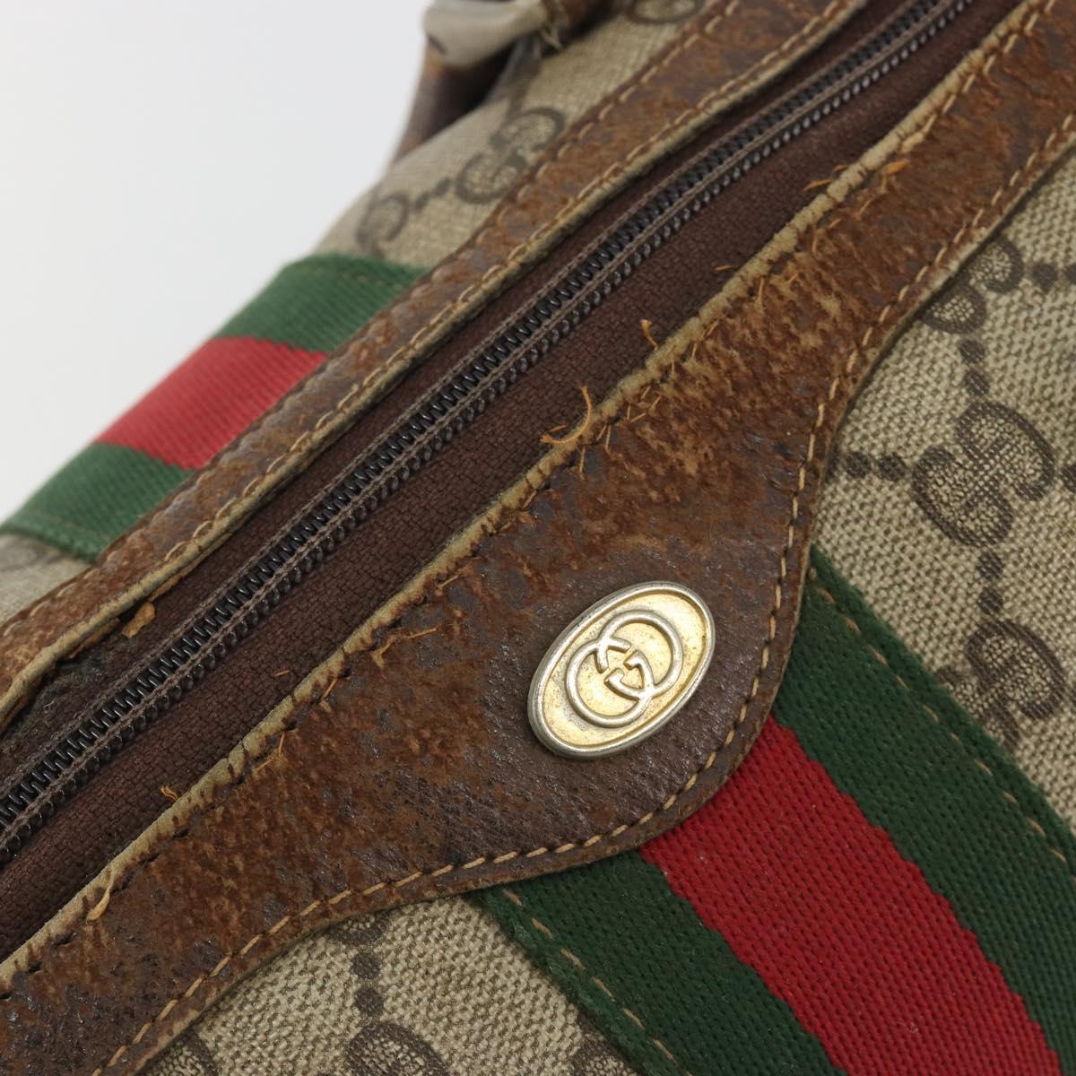 GUCCI GG Supreme Web Sherry Line Bag PVC Beige Gold 24 012 3842 Auth 192661