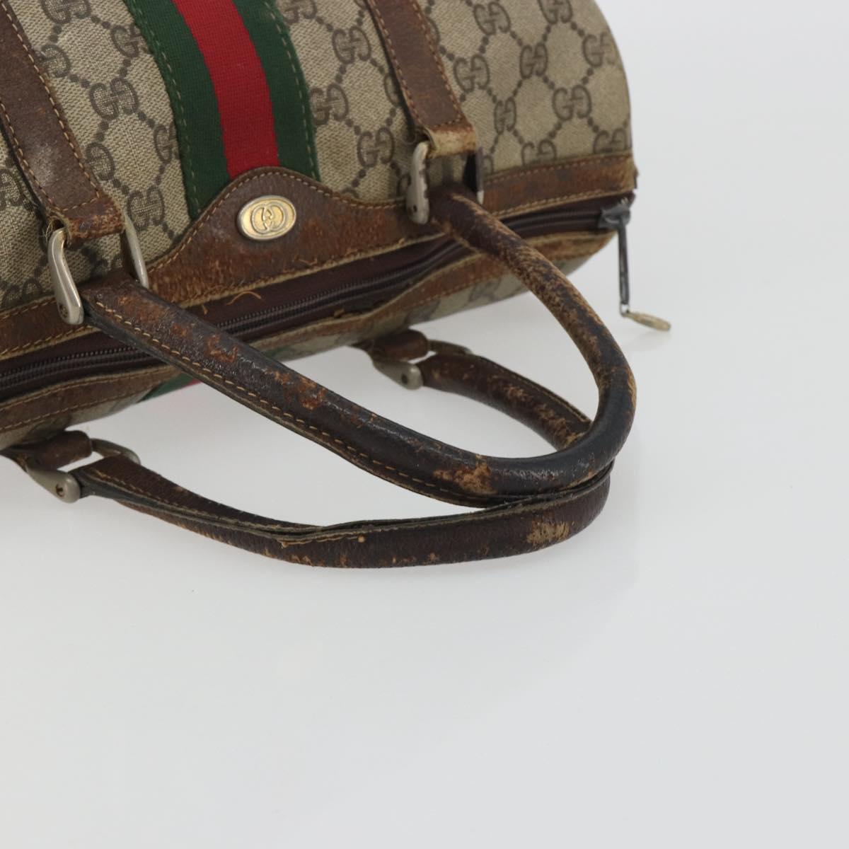 GUCCI GG Supreme Web Sherry Line Bag PVC Beige Gold 24 012 3842 Auth 192661