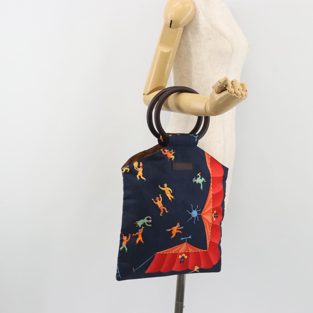 BVLGARI Hand Bag Canvas Navy Auth 192663A