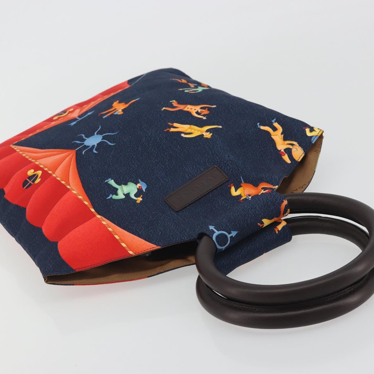 BVLGARI Hand Bag Canvas Navy Auth 192663A