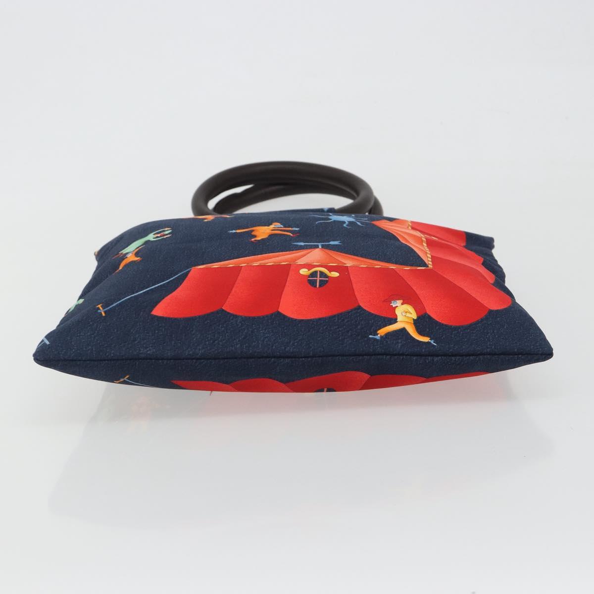 BVLGARI Hand Bag Canvas Navy Auth 192663A