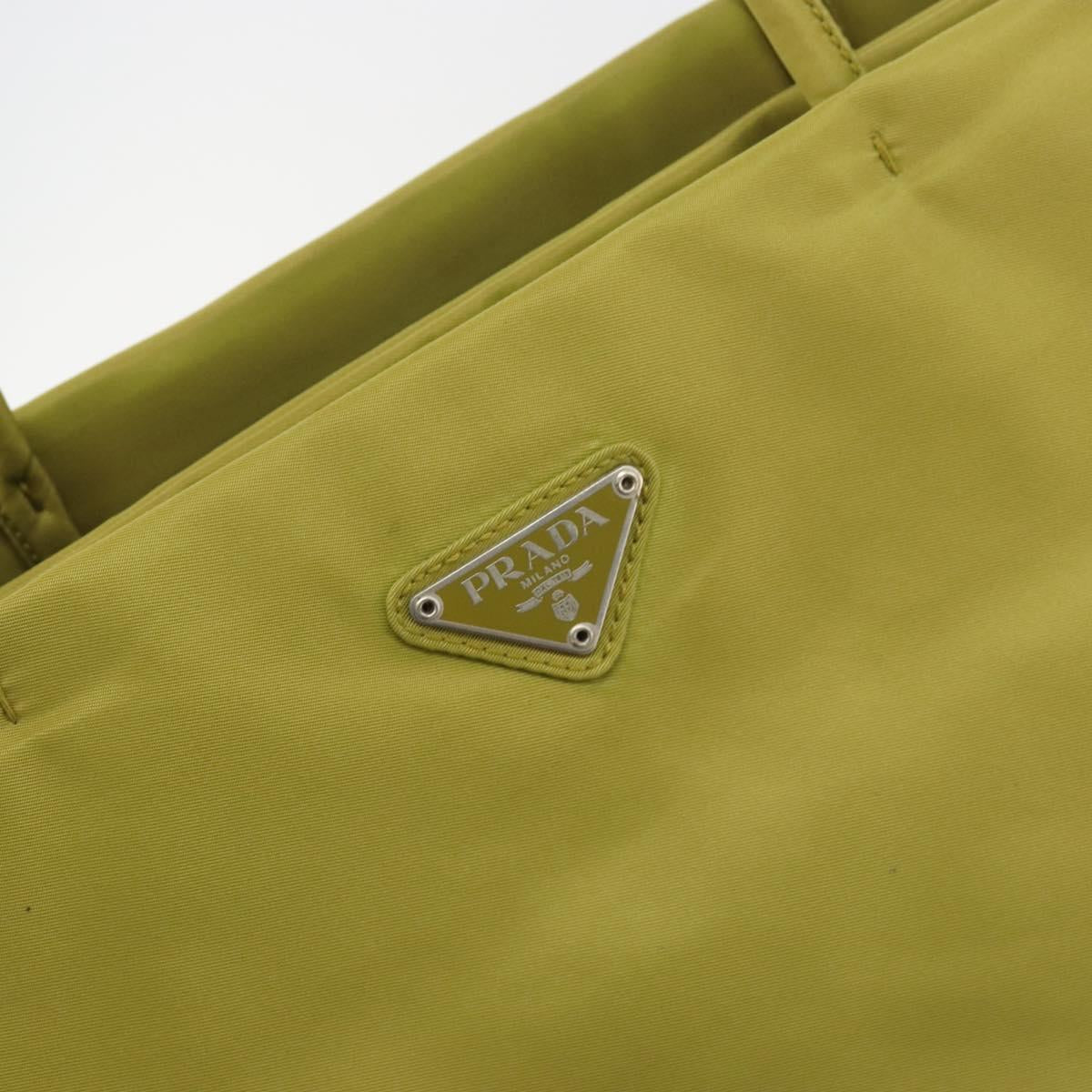 PRADA Tote Bag Nylon Green Silver Auth 192666A