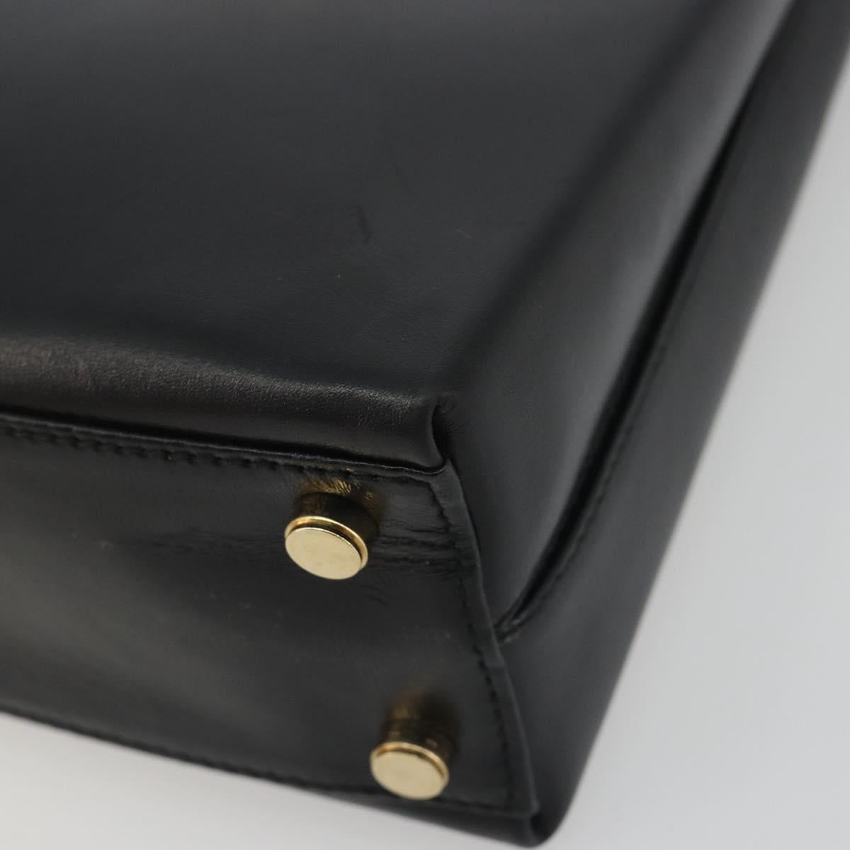 Salvatore Ferragamo Gancini Hand Bag Leather 2way Black Gold Auth 192668
