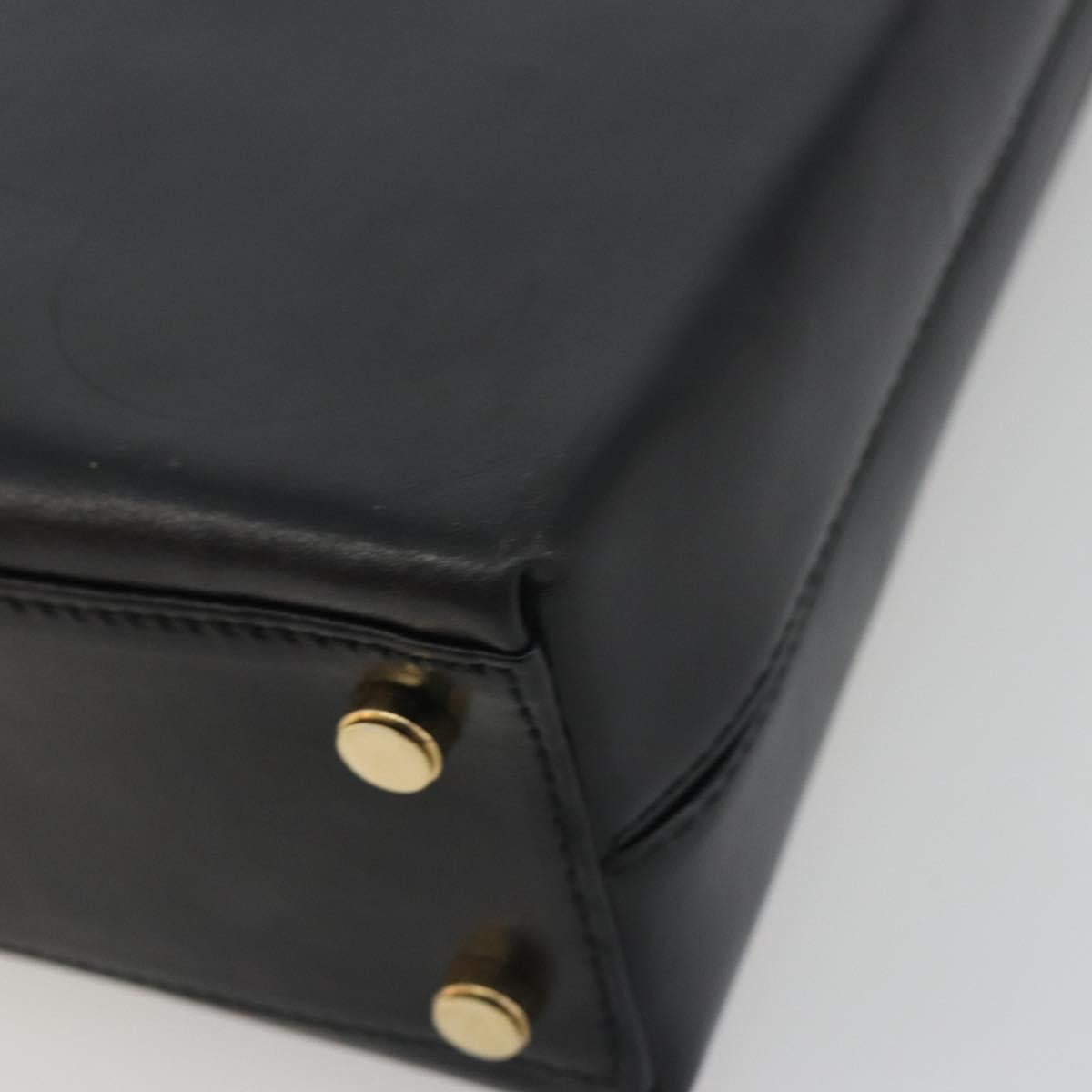 Salvatore Ferragamo Gancini Hand Bag Leather 2way Black Gold Auth 192668