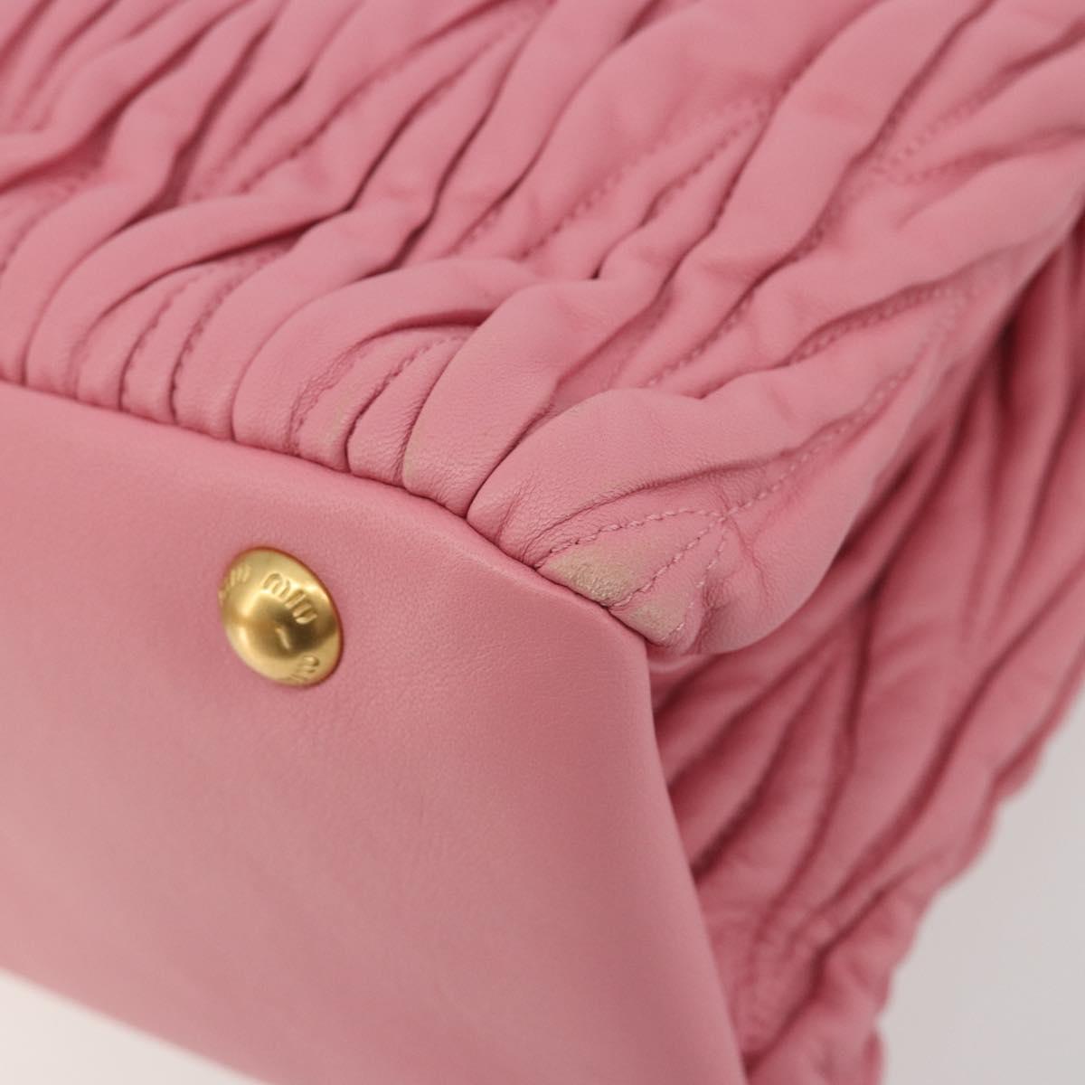 Miu Miu Matelasse Hand Bag Leather 2way Pink Gold Auth 192670A